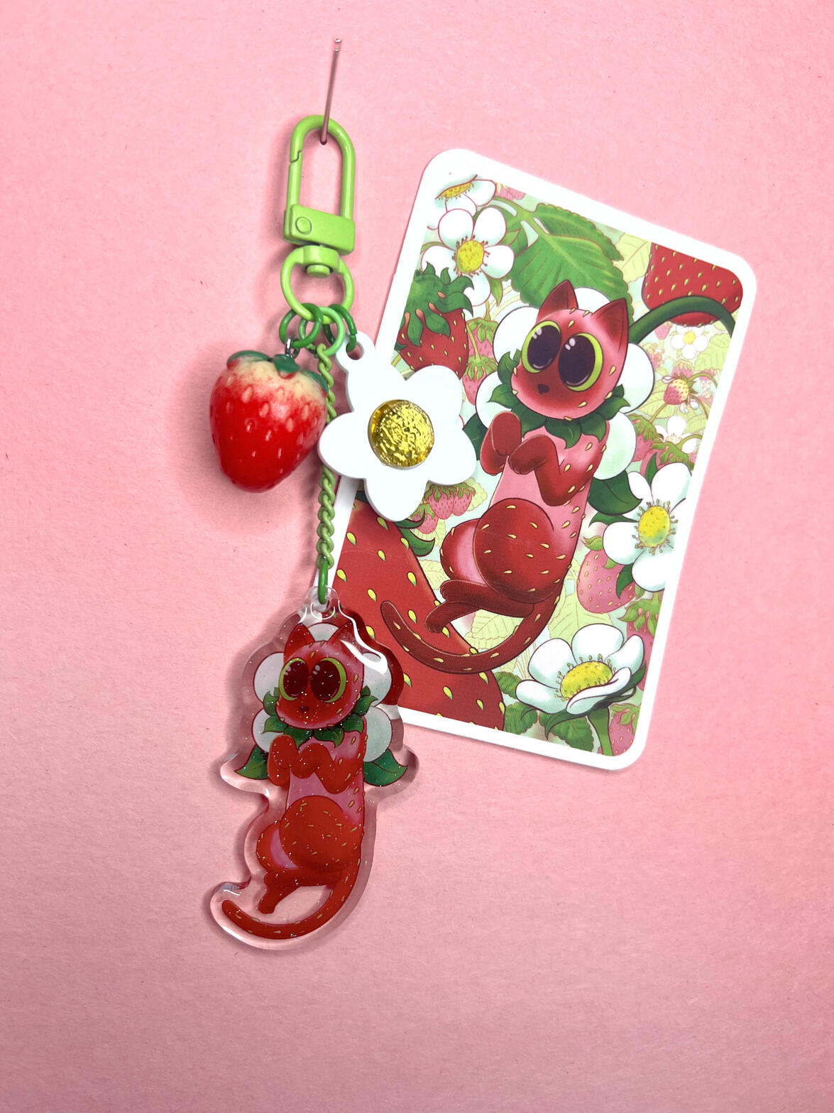 Strawberry Cat Keychain